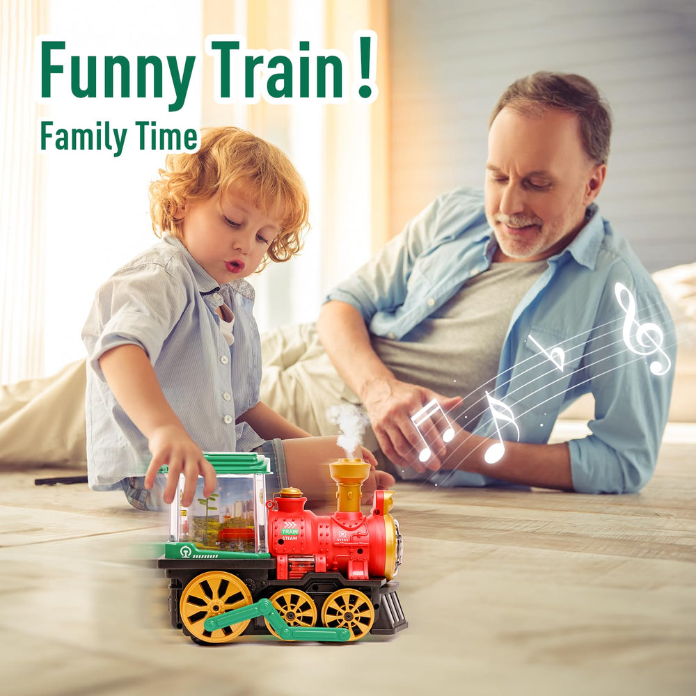 KidsMind train wheels rotating 360° for dynamic movement during play.