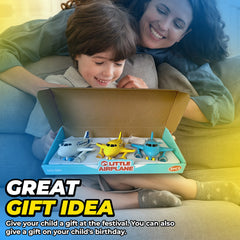 KIDSTHRILL blue airplane toy, side view, encourages imaginative pretend flights.