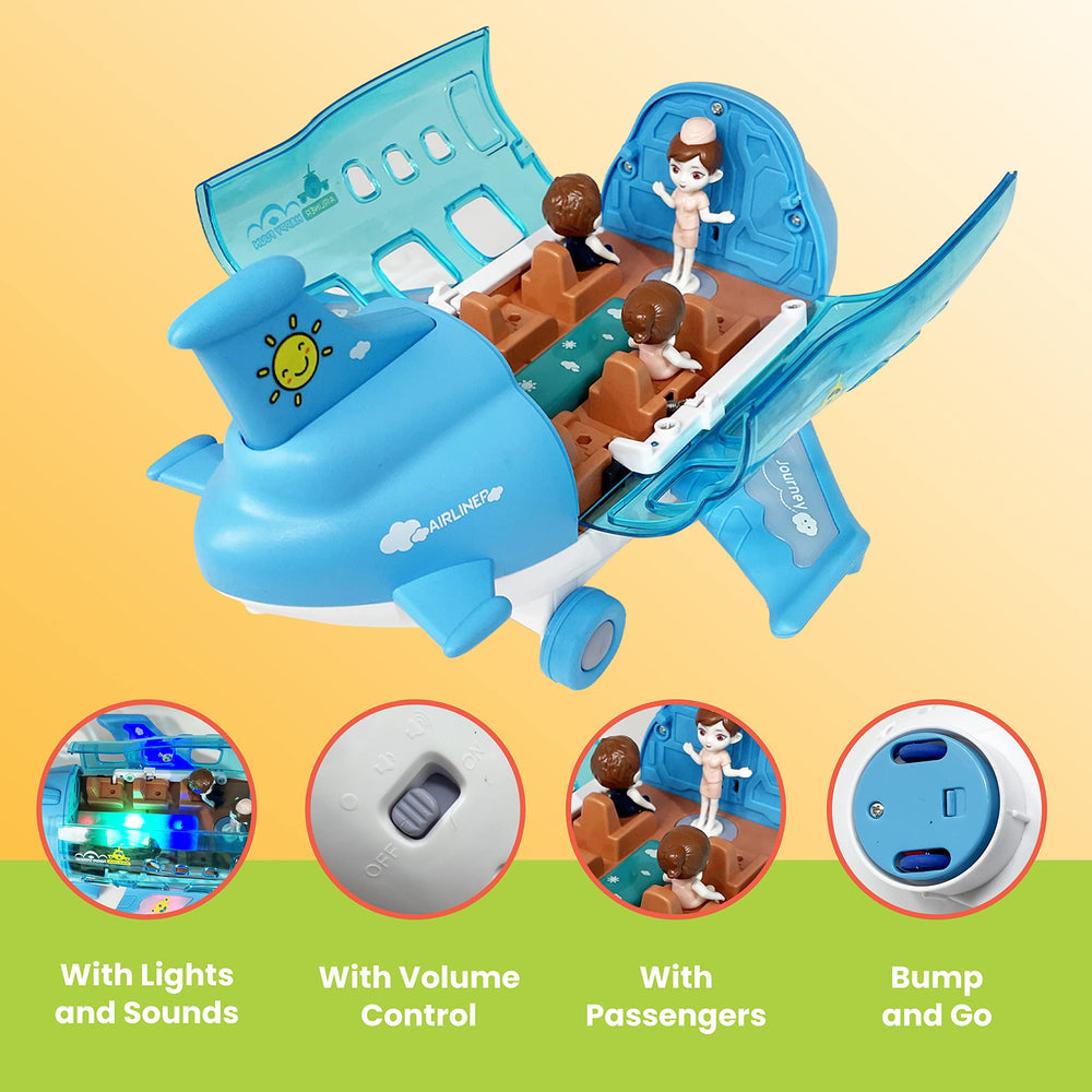 Kidsthrill airplane toy with flashing lights and music enhances sensory play