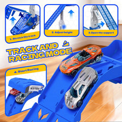 Kidstinct glide-out action lets cars roll smoothly for easy replays