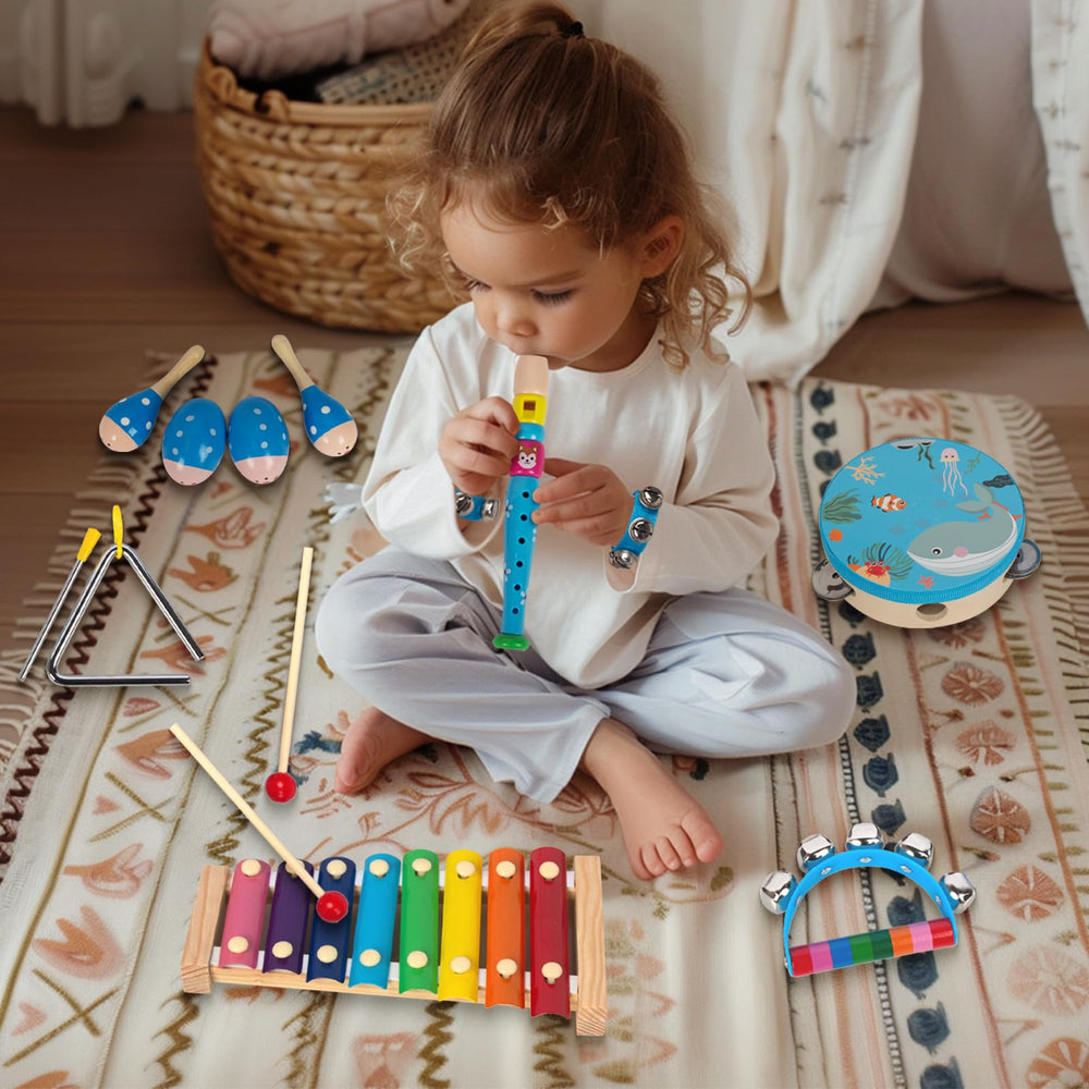 KIDS TOYLAND gift-ready wooden instruments in a box for easy gifting.