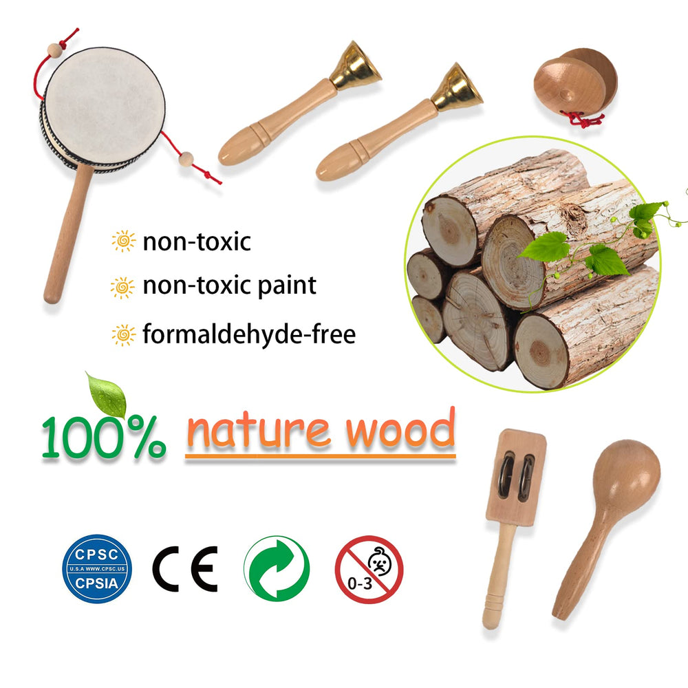 KIDS TOYLAND wooden castanet supports gentle percussion learning.