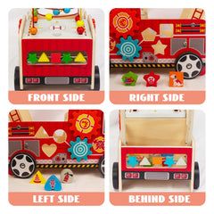KIDS TOYLAND wooden push toy with colorful patterns encourages curious play.