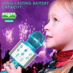 KIDWILL 858-Blue radio mode showcases versatile entertainment during family nights.