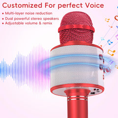 KidWill karaoke mic red back view highlighting grip