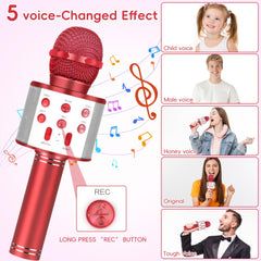 Bluetooth connection demonstrated with KidWill red karaoke mic