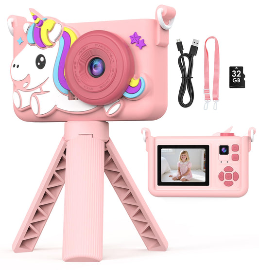 KIDWILL kids camera with tripod and 32GB card enables stable outdoor shots