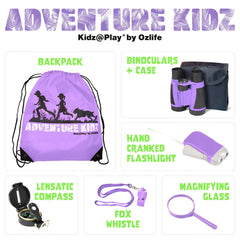 Kidz@Play Adventure Kidz Kit binoculars with case for clear viewing during birdwatching.