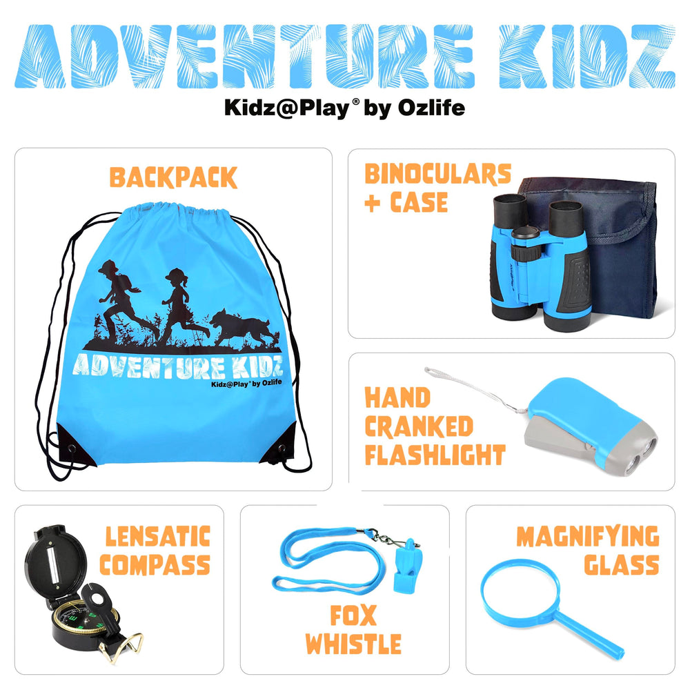 Kidz@Play Adventure Kit binoculars offer clear viewing for nature watching.