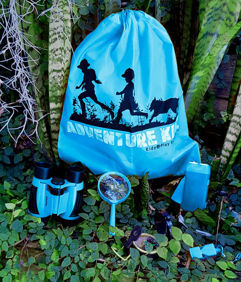 Kidz@Play Adventure Kit lensatic compass helps locate directions during hikes.