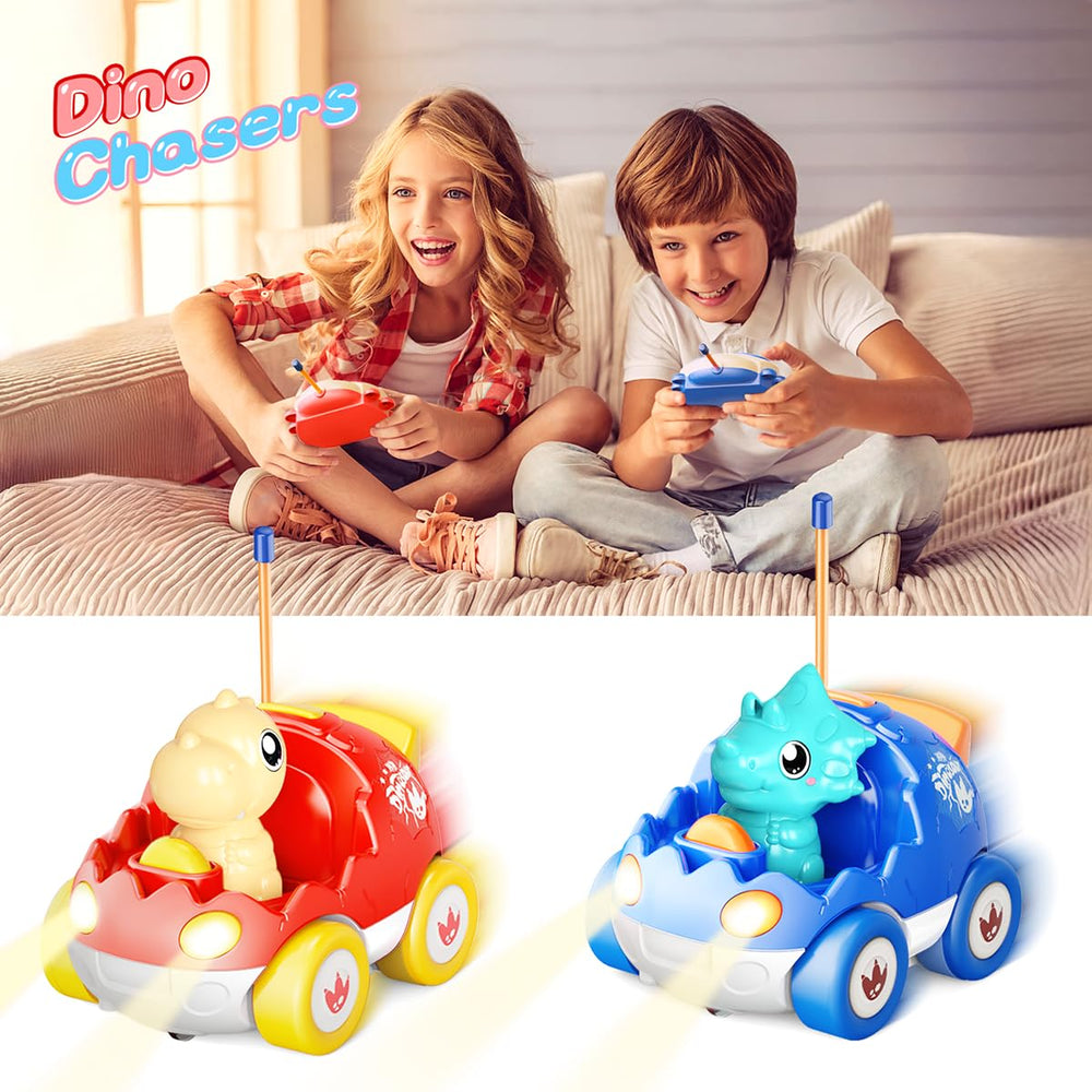 Kidz do dino RC car lights and music enhance play.