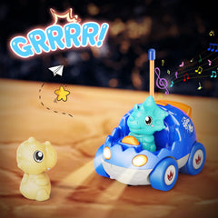 Kidz do remote controls for dual dino cars offering easy steering.