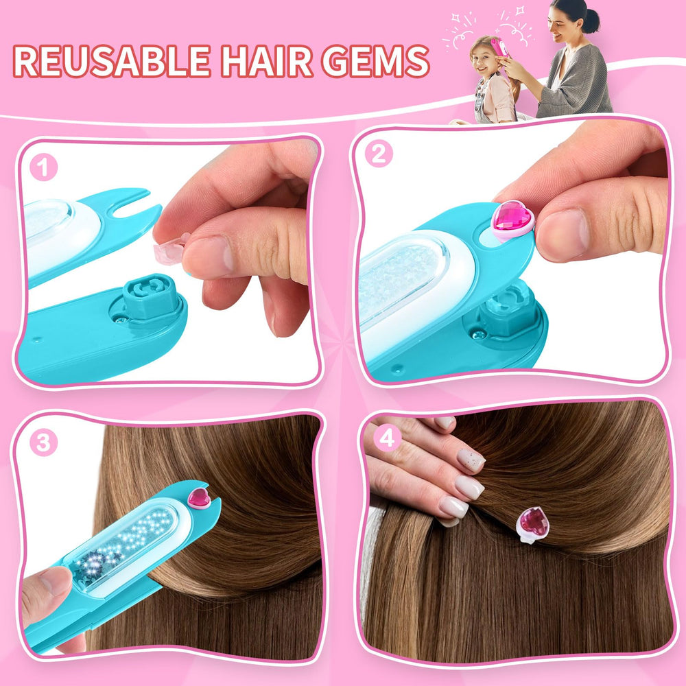 Kidzkube Hair Gem Refill Package with 24 rhinestones for versatile looks.