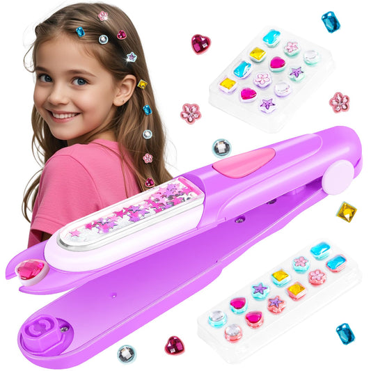 kidzkube hair gem stamper tool with reusable diamonds for easy at home sparkle