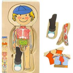 Kidzlane Boy Wooden My Body Puzzle front view, inviting exploration for ages 3+