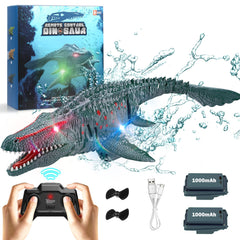 KIEAHCEY Mosasaurus RC boat in water for realistic pool play
