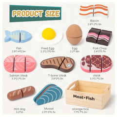 Kienvy fish fillet wooden play food for creative kitchen role-play and storytelling.