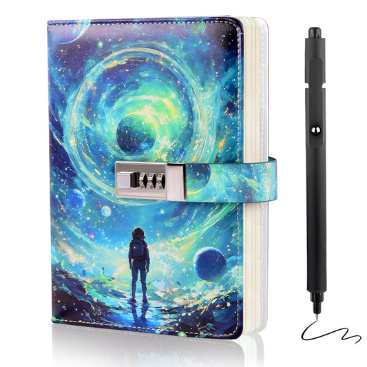 Kifredwo diary with lock cover features space theme to spark imagination
