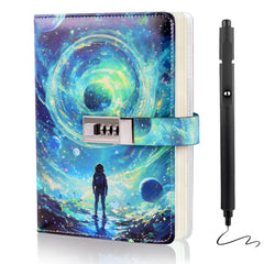 Kifredwo diary with lock cover features space theme to spark imagination