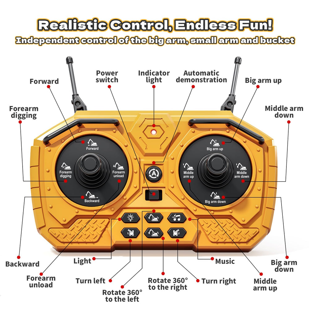 Kigwux RC excavator supports outdoor adventure and learning through play.