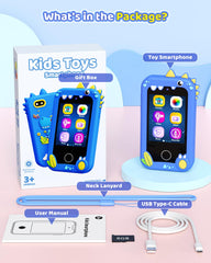Kikapabi Kids Smart Phone blue long lasting 600mAh battery provides hours of use