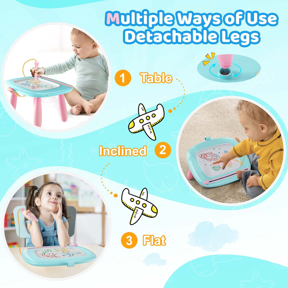 Kikidex toddler art board mint blue with detachable legs for height options