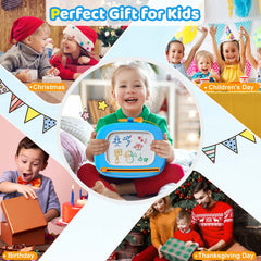 Kikidex toddler art on board with colorful doodles and creativity.
