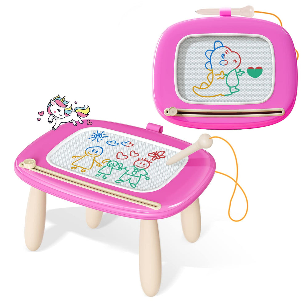 Kikidex toddler magnetic doodle board in rose color for mess-free creativity