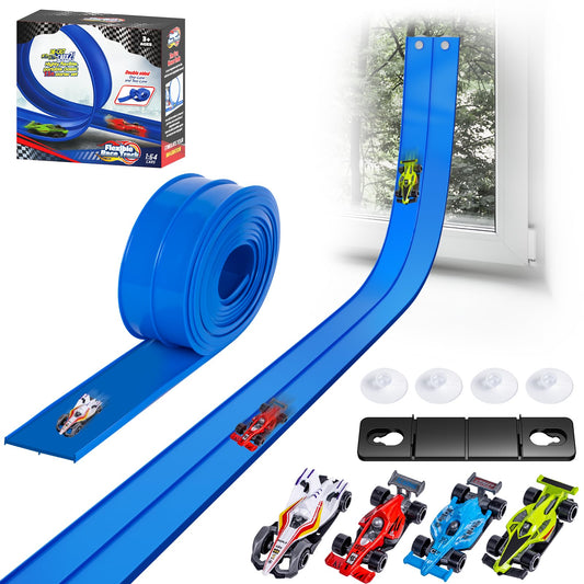 Kikikid 15ft dual-race track assembly ready for high-speed play on smooth surfaces