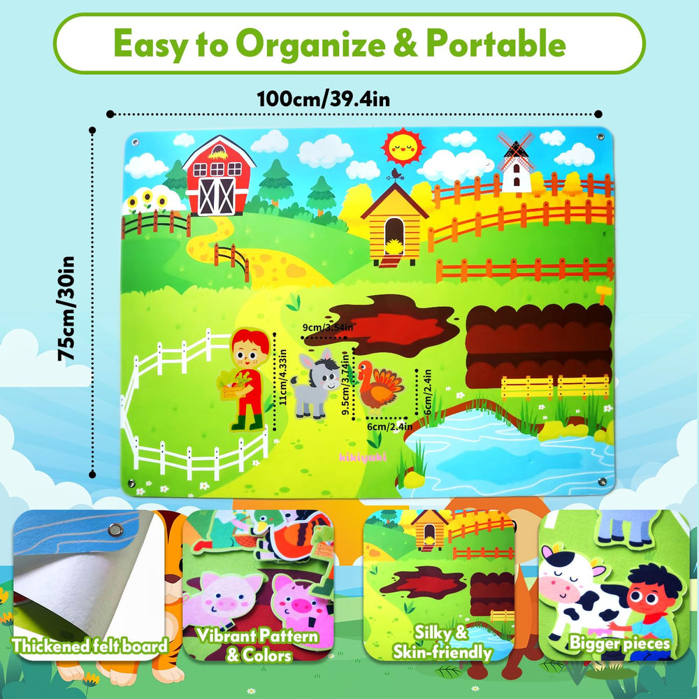 Kikiyaki large felt board 100x75 cm: spacious area for group play.