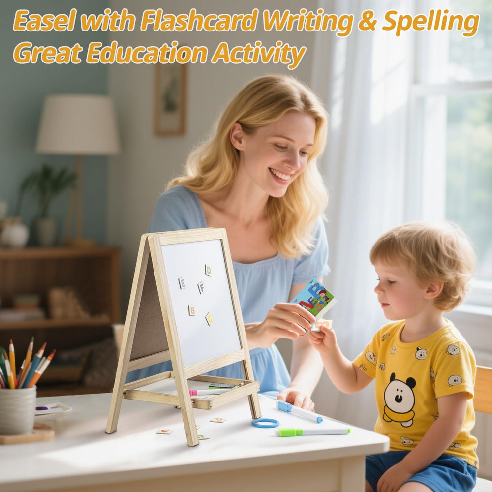 Vibrant dry-erase markers for quick, reusable worksheets on the whiteboard side.