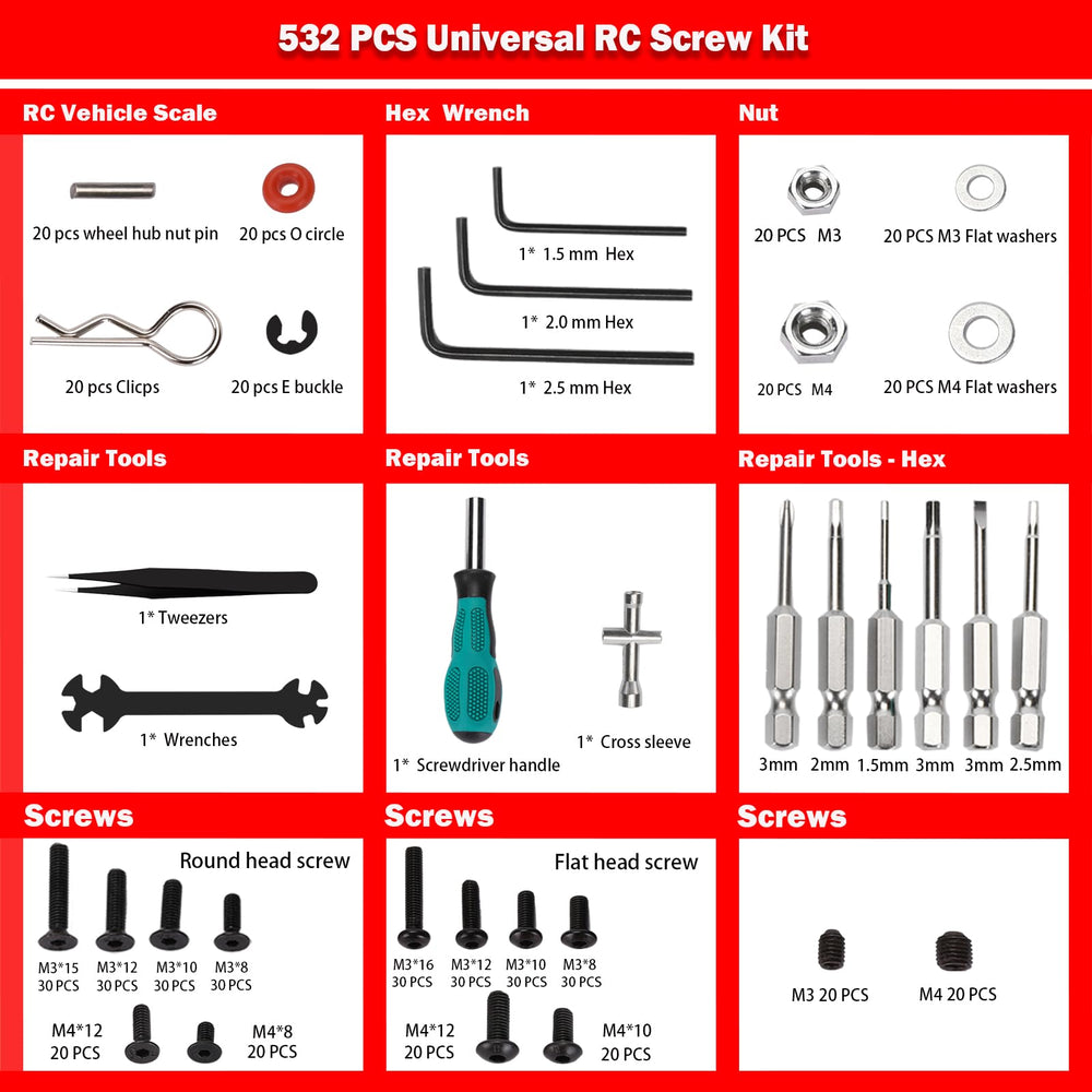 Kimapeso 532-piece RC screws kit keeps every screw organized and handy