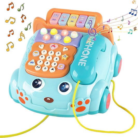 Kimery Baby Toy Phone cartoon front view with lights and piano sounds for sensory play.