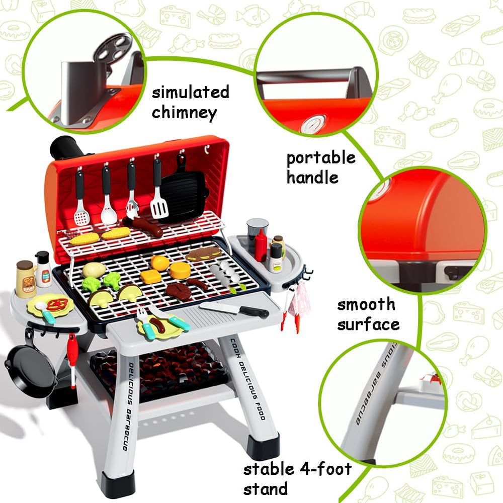 Kimicare Kids BBQ Grill Playset—utensils and plates support fine motor play.