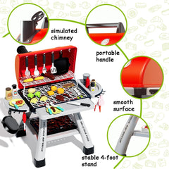 Kimicare Kids BBQ Grill Playset—utensils and plates support fine motor play.