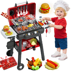 Kimicare Kids Grill Playset: double-layer grill for realistic pretend cooking fun.