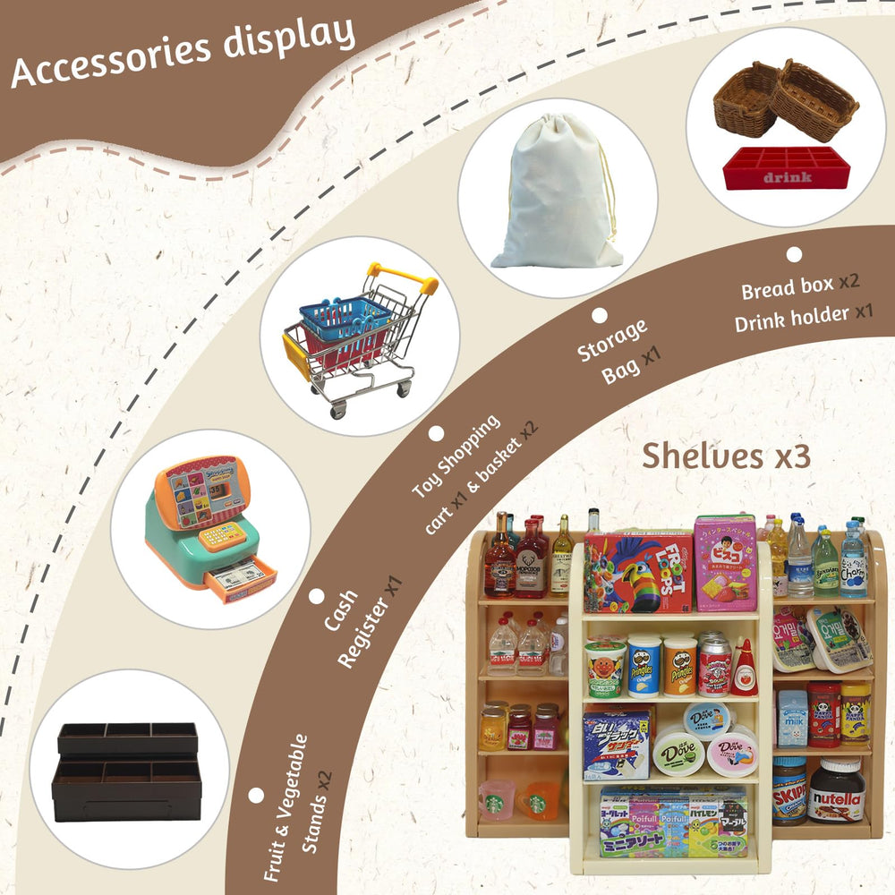 Kimo mini shopping cart playset cash register supports early math and pretend checkout.