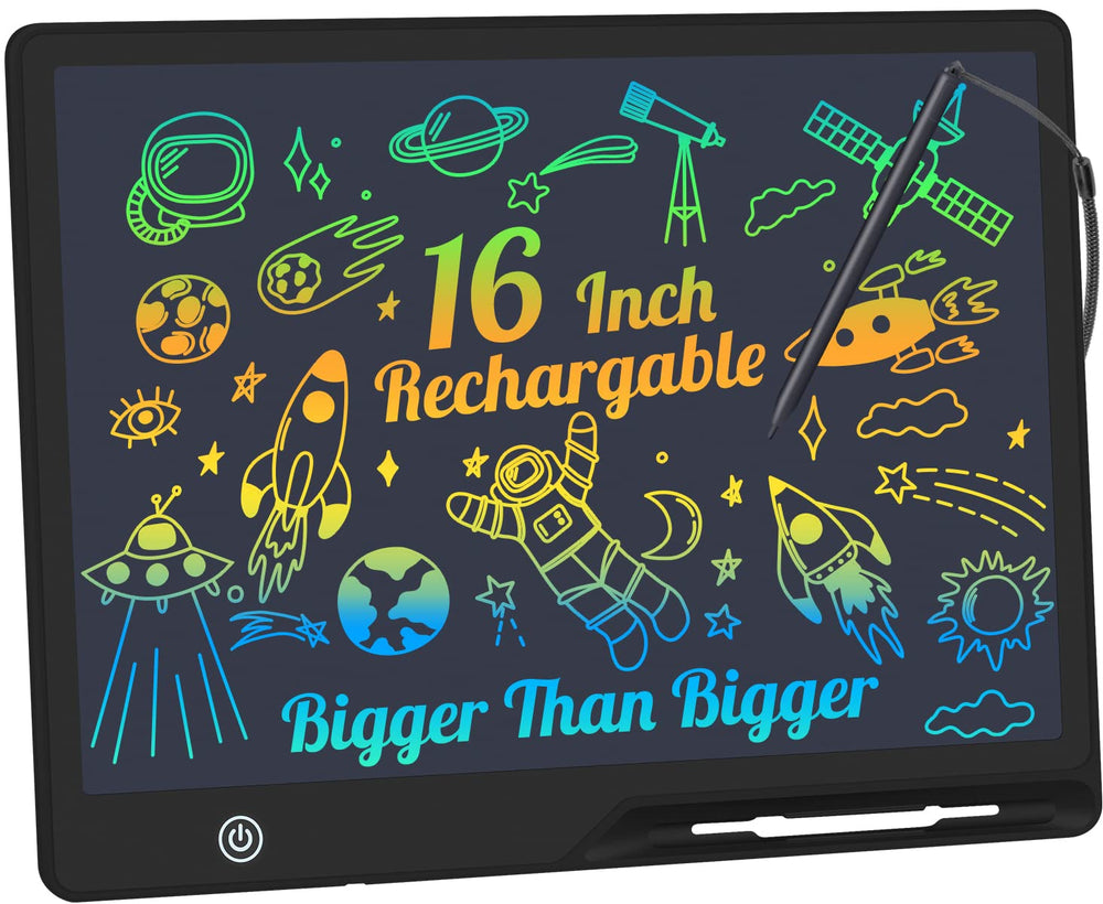 Kinayue LCD writing tablet with a 16-inch colorful screen for spacious kid doodling.