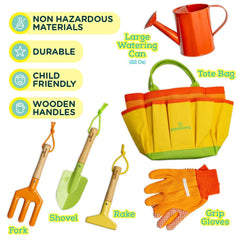 Kinderific Sunshine rake helping young gardeners prep soil neatly