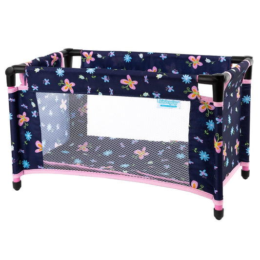 Kinderplay foldable doll crib for travel, easy storage and on-the-go play.