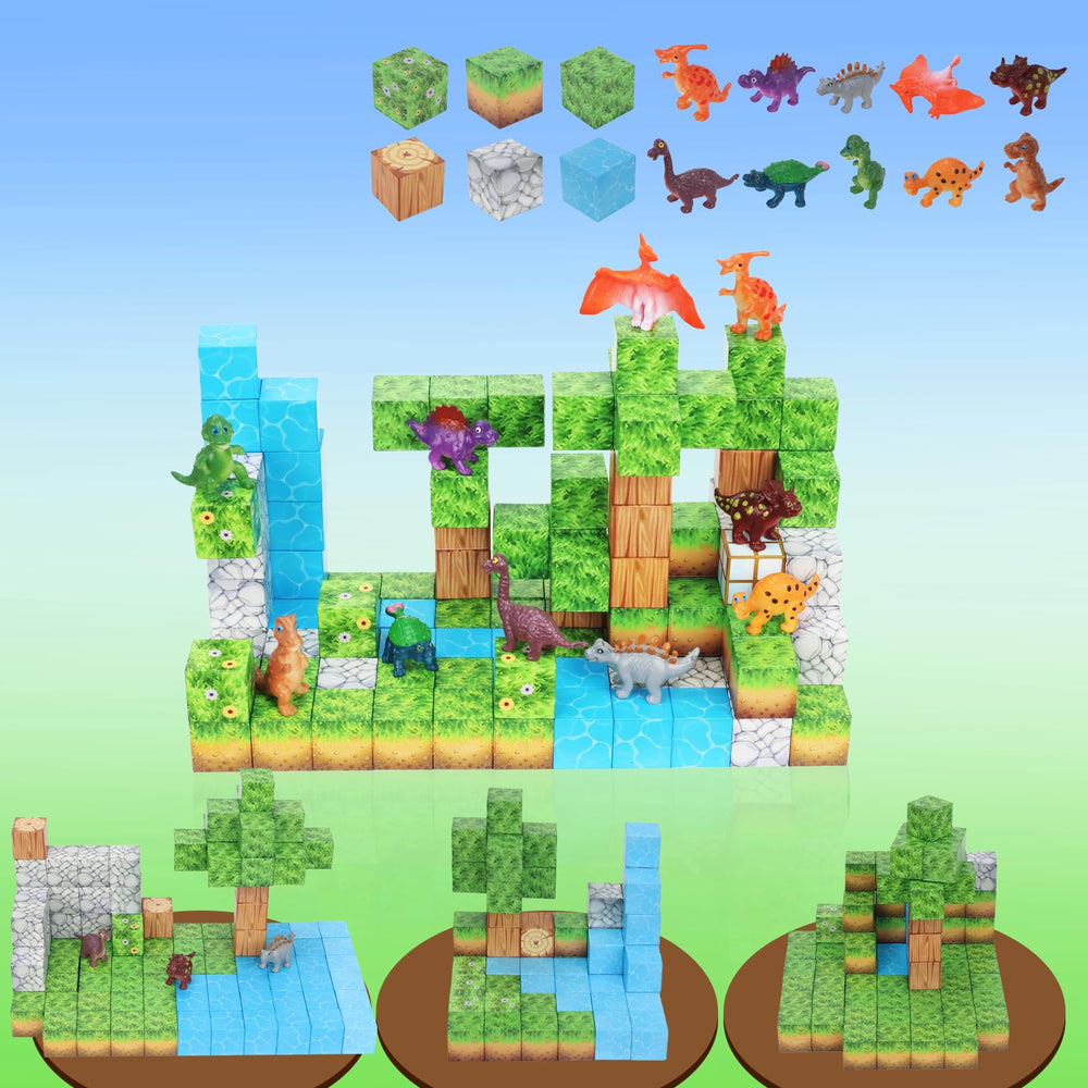 KinetiBlocks dinosaur tiles for creative STEM building and imaginative play.
