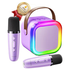 Kinglucky mini karaoke with dual mics for joyful duets and shared stage.