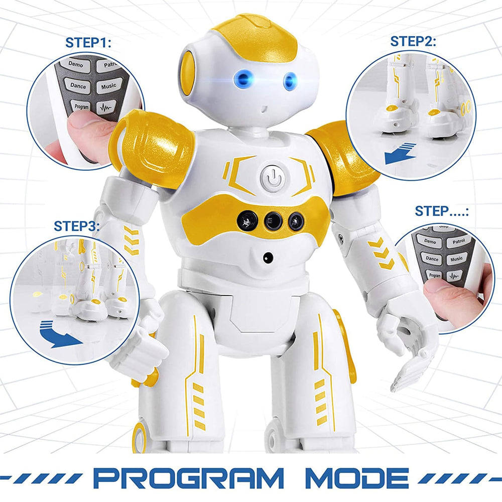 KingsDragon RC robot features blue LED eyes that light up during movement