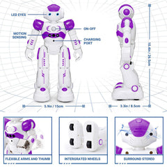 KingsDragon RC robot infrared-remote control in hand for easy control.