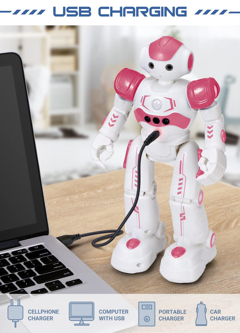 KingsDragon RC robot pink dance and sing modes for imaginative play.