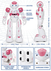 KingsDragon RC robot pink gesture-control demonstrating intuitive hand commands.