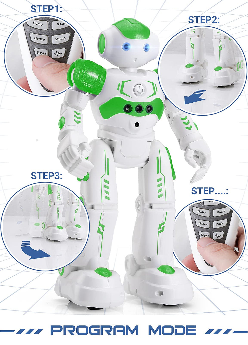 KingsDragon RC robot programming-mode lets kids craft and replay actions.