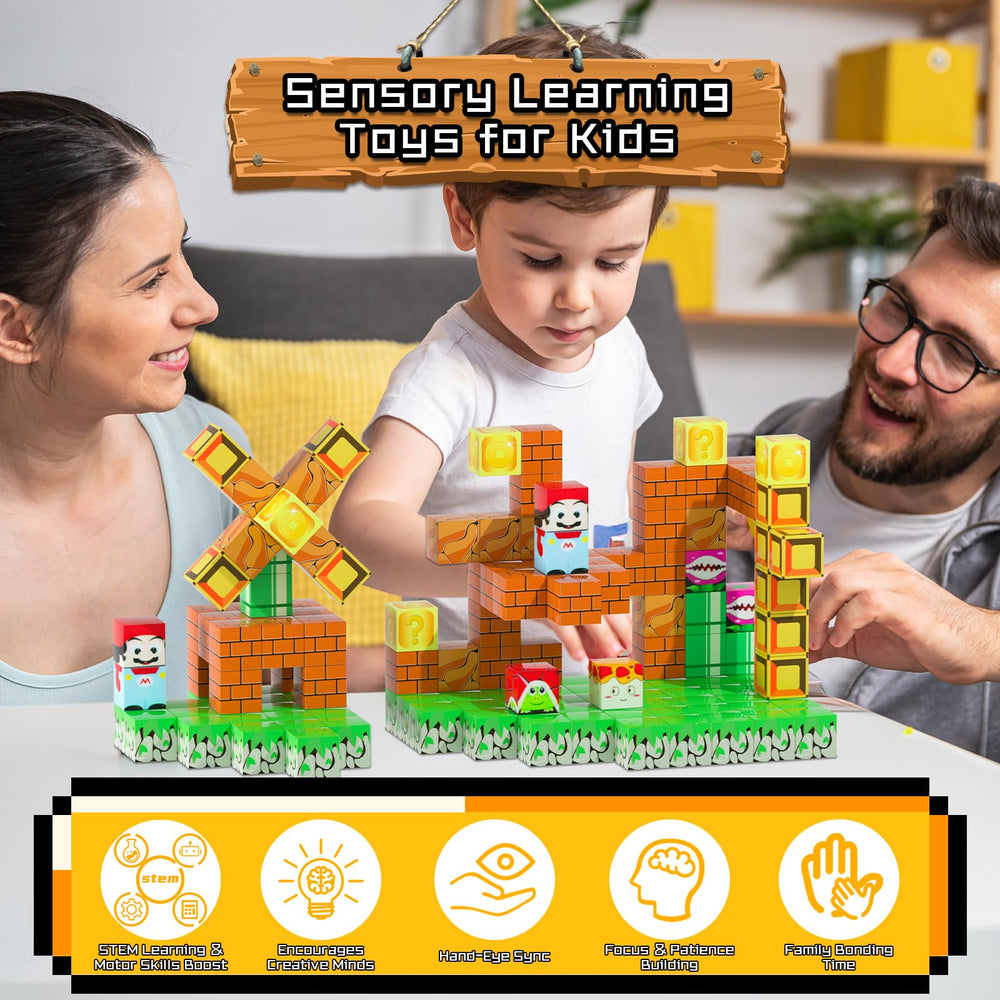 Kinhzrude magnetic blocks enable creative structures and imaginative play.