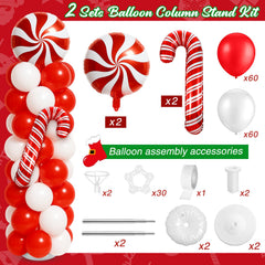 Kinlop cane candy balloons enhance the holiday candy theme for photos.