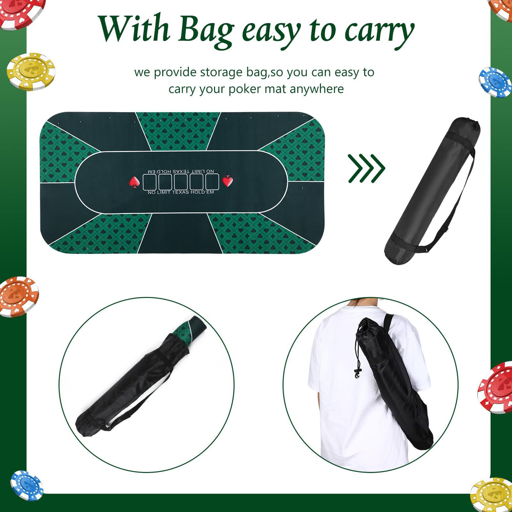 Kinlop poker mat features durable edge stitching to prevent warping.
